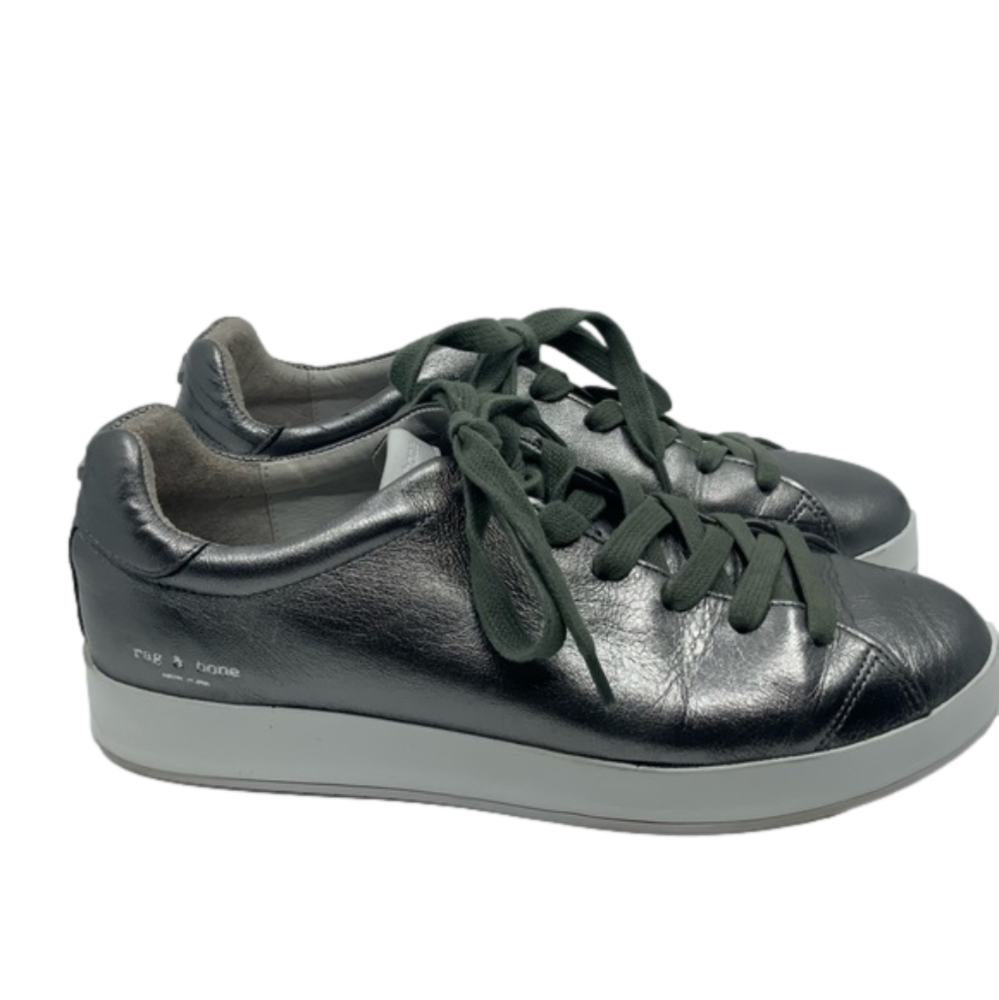 RAG and Bone silver metallic sneakers.